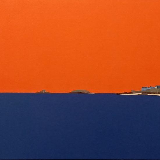 Ste Malo le petit et le  grand  Bé au couchant  81x60   BOESIGER